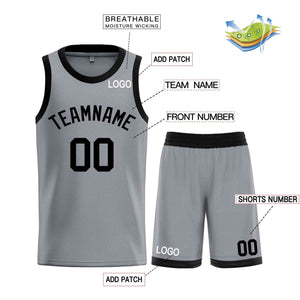 Maillot de basket-ball Bull personnalisé, gris foncé, noir, ensembles classiques