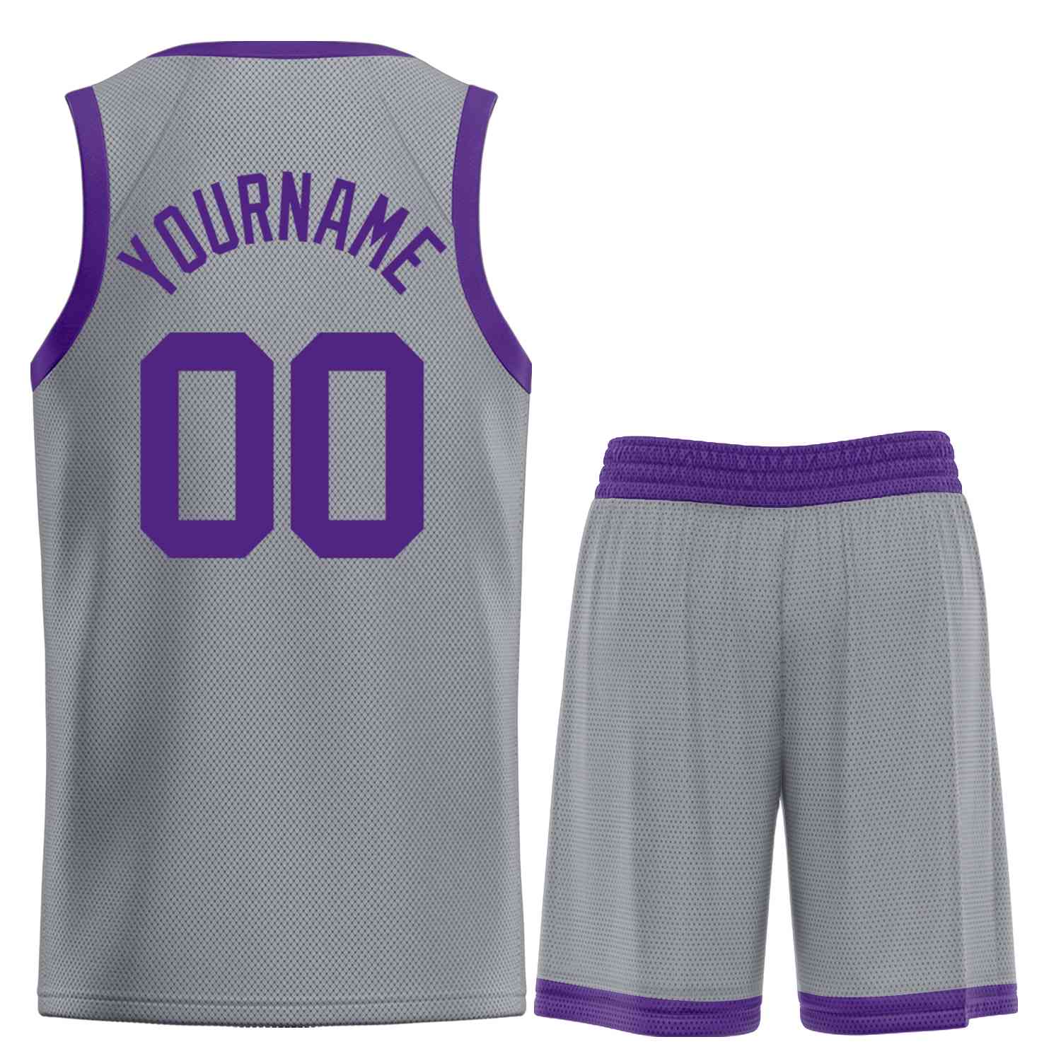 Maillot de basket-ball Bull personnalisé, gris foncé, violet, ensembles classiques