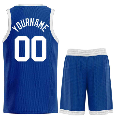 Custom Royal White-Classic Sets Curved Basketball Jersey