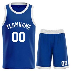 Maillot de basket-ball incurvé personnalisé Royal White-Classic Sets