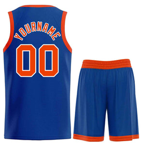 Custom Royal Orange-White Classic Sets Curved Basketball Jersey