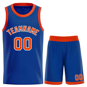 Custom Royal Orange-White Classic Sets Curved Basketball Jersey