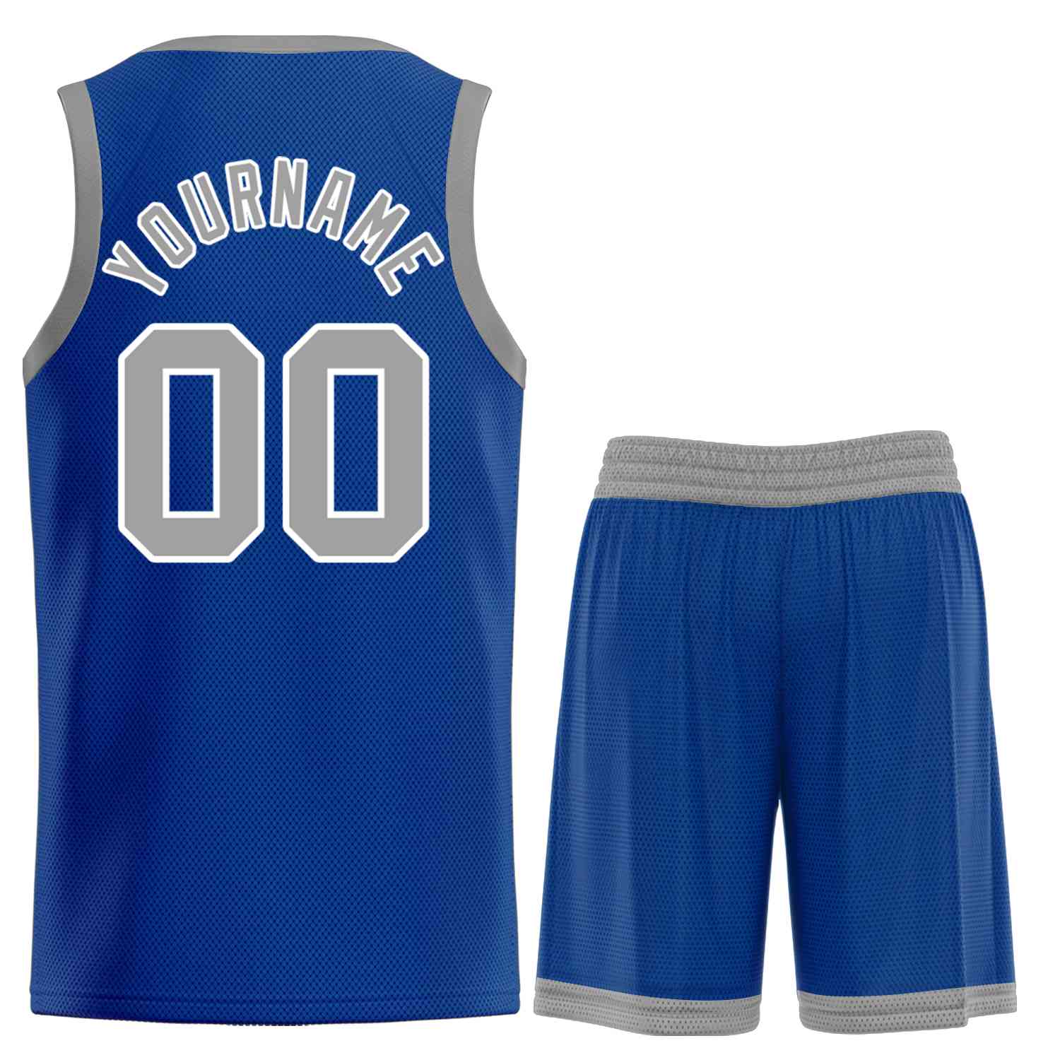 Custom Royal Gray-White Classic Sets Curved Basketball Jersey