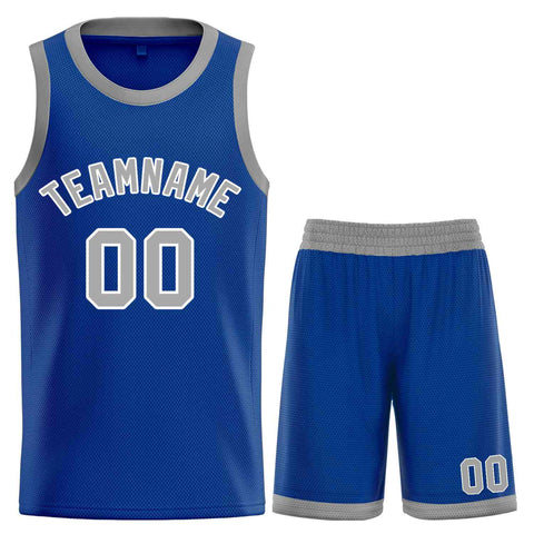 Custom Royal Gray-White Classic Sets Curved Basketball Jersey