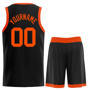 Maillot de basket-ball incurvé personnalisé noir orange-classique