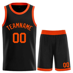 Maillot de basket-ball incurvé personnalisé noir orange-classique