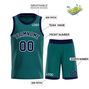 Maillot de basket-ball incurvé personnalisé Aqua Navy-White Bull Classic