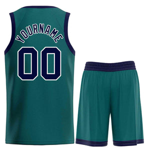 Maillot de basket-ball incurvé personnalisé Aqua Navy-White Bull Classic