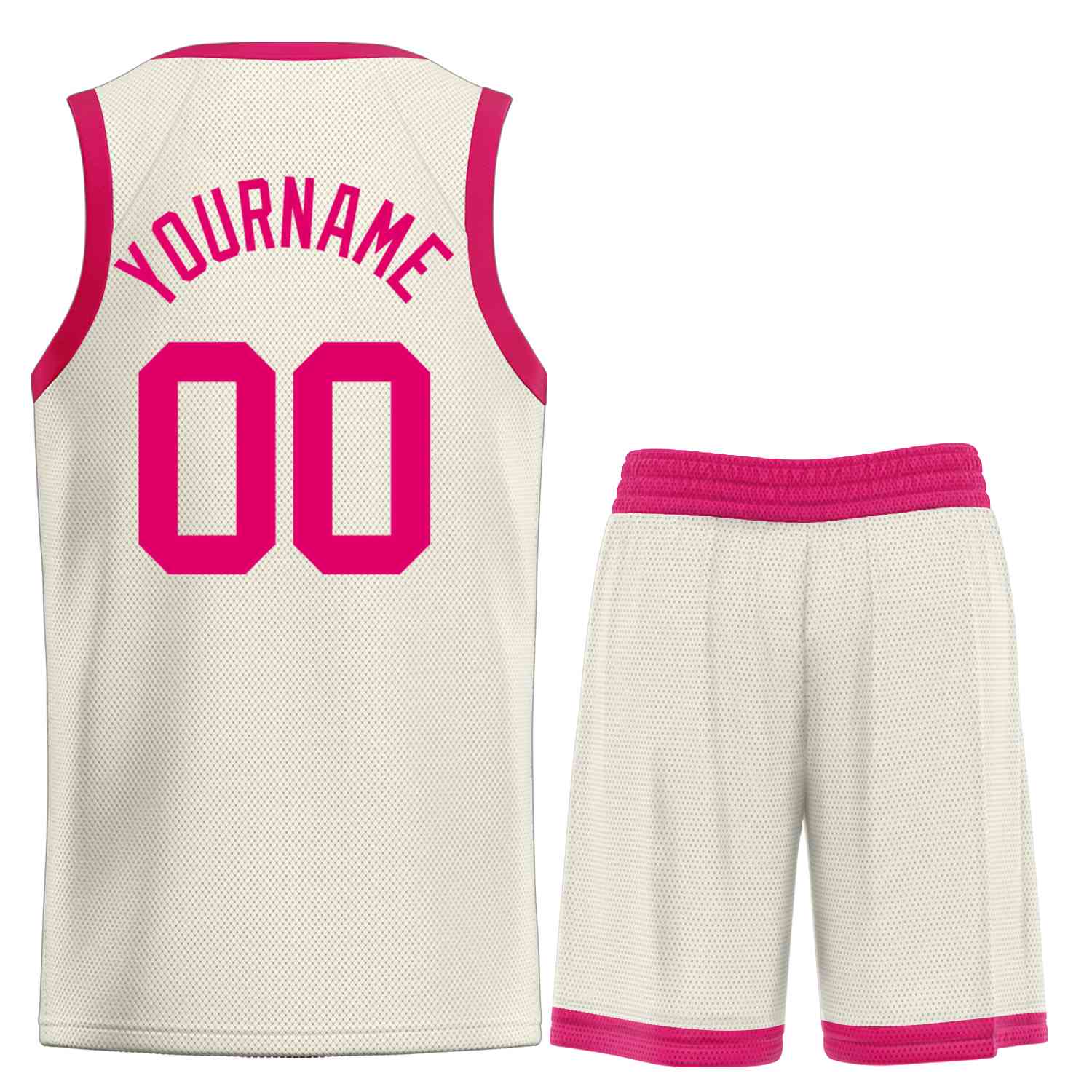 Custom Cream Pink Classic Sets Bull Basketball Jersey