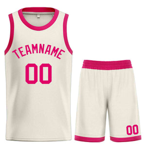 Custom Cream Pink Classic Sets Bull Basketball Jersey