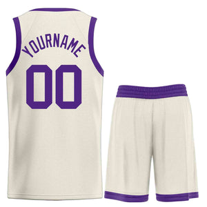 Custom Cream Purple Classic Sets Bull Basketball Jersey