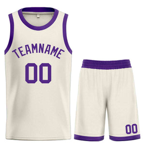 Custom Cream Purple Classic Sets Bull Basketball Jersey