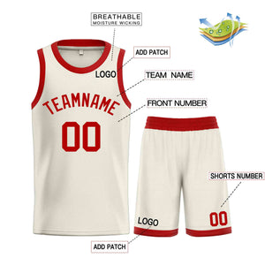 Custom Cream Red Classic Sets Bull Basketball Jersey