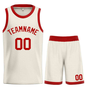 Custom Cream Red Classic Sets Bull Basketball Jersey