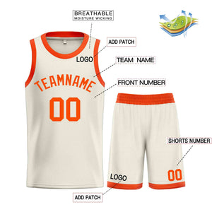 Custom Cream Orange Classic Sets Bull Basketball Jersey