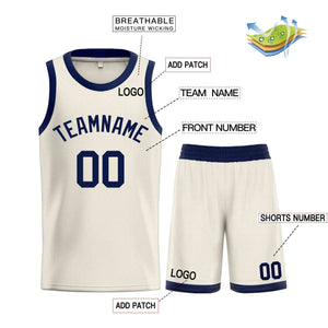 Custom Cream Navy Classic Sets Bull Basketball Jersey