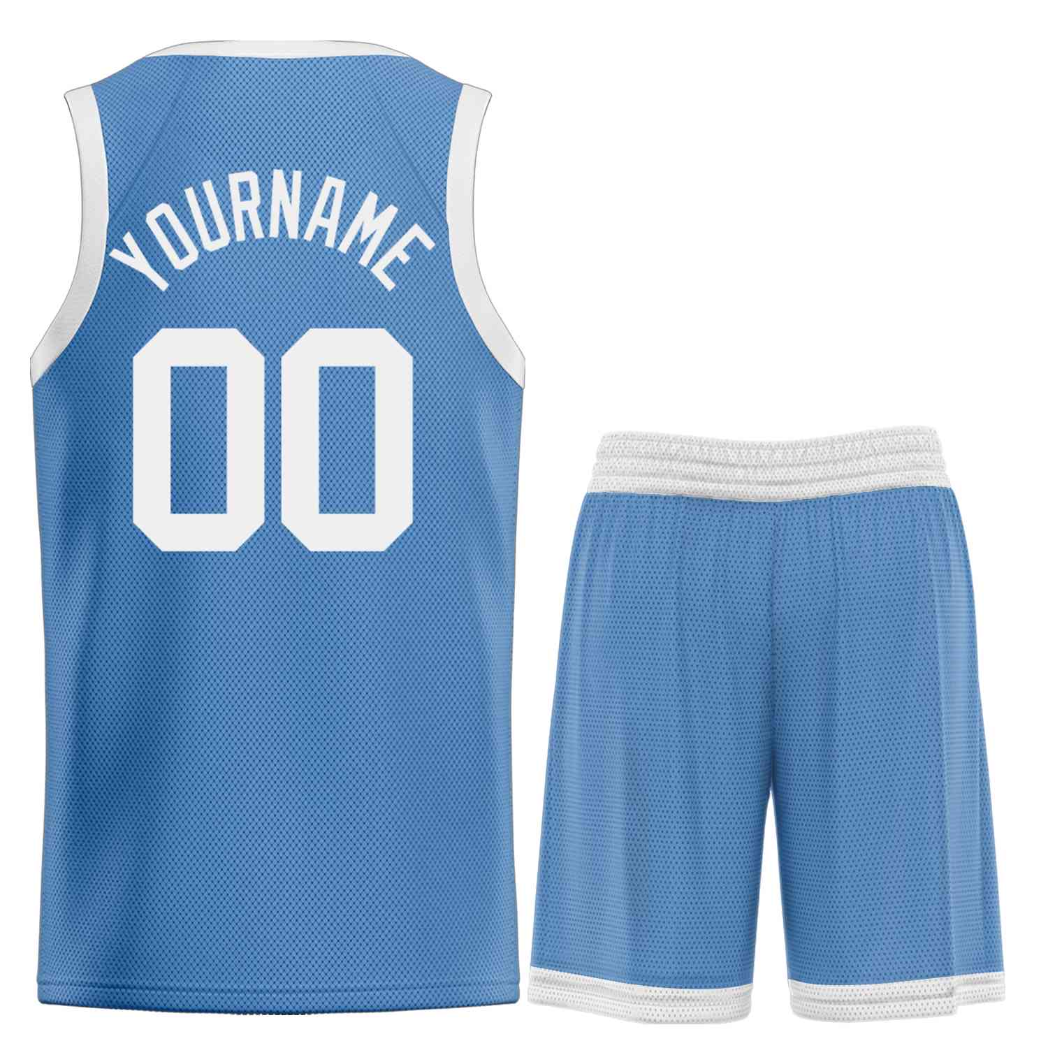 Maillot de basket-ball personnalisé, ensemble classique de taureau blanc bleu clair