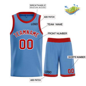 Custom Light Blue Maroon-White Bull Classic Sets Basketball Jersey