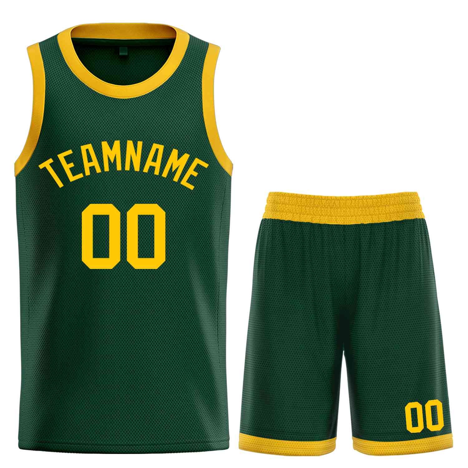 Custom Hunter Green YellowBull Classic Sets Curved Basketball Jersey