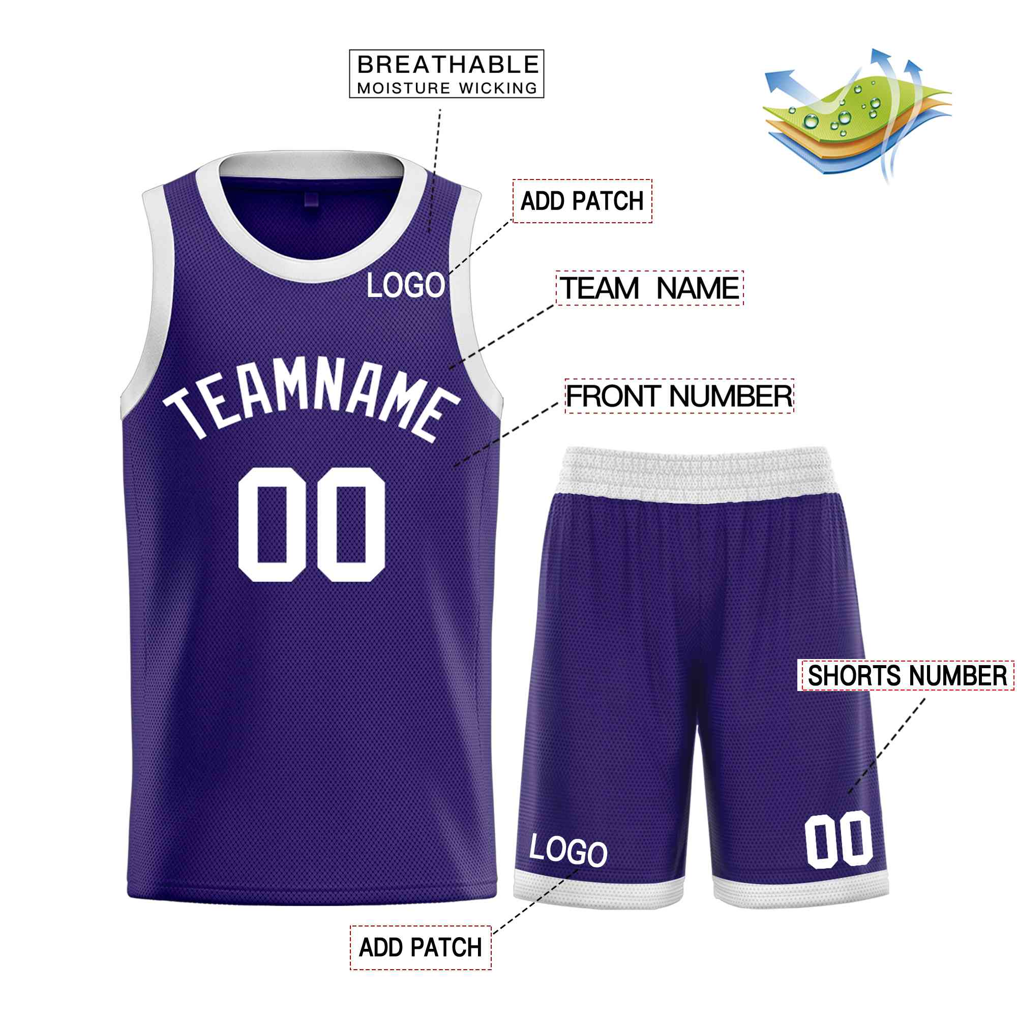 Custom Purple White-Bull Classic Sets Curved Basketball Jersey