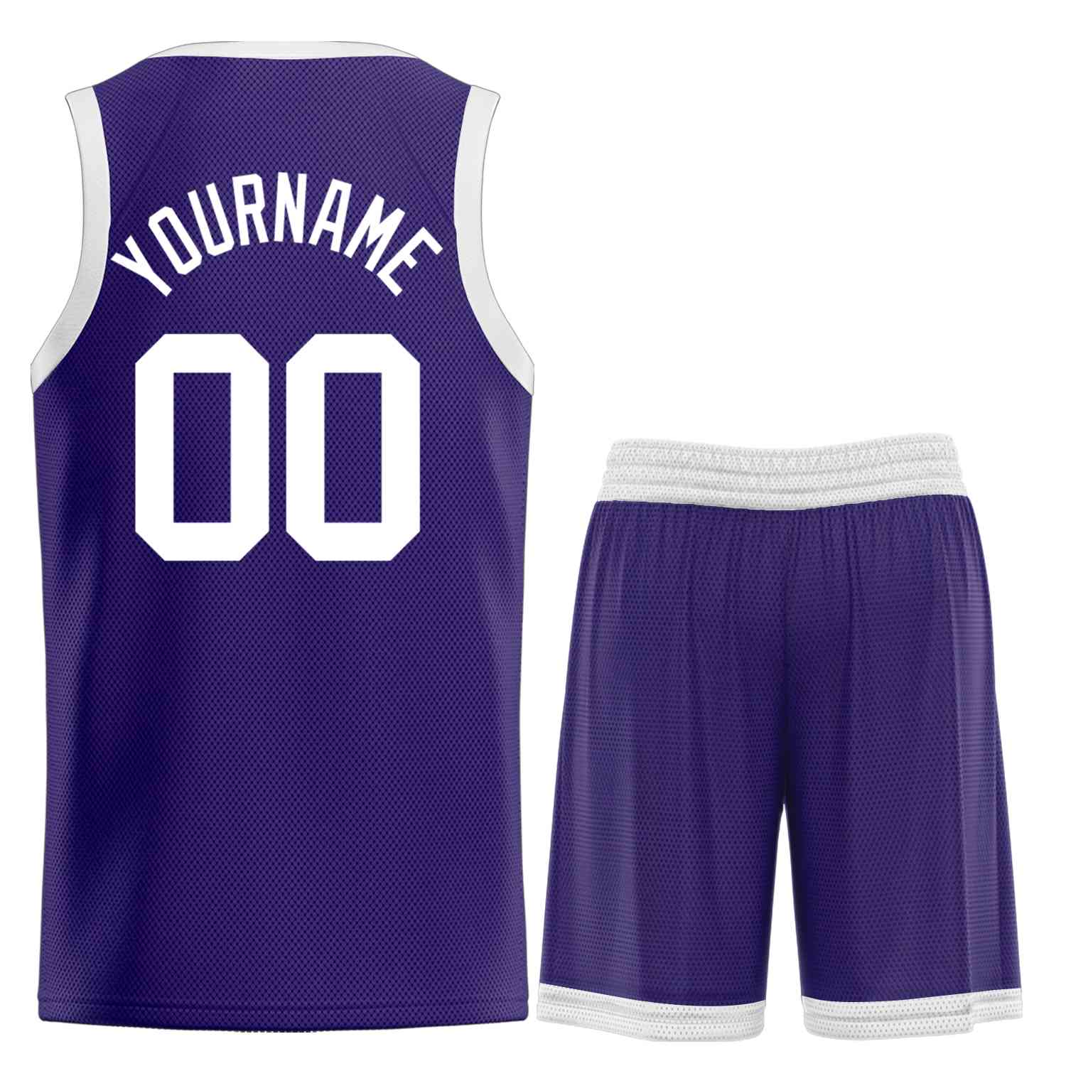 Maillot de basket-ball incurvé personnalisé violet blanc-bull classique