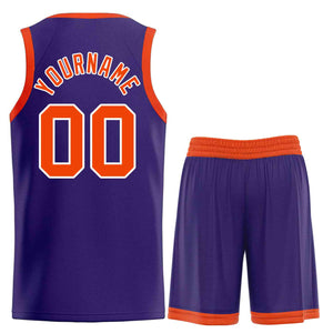 Maillot de basket-ball incurvé personnalisé, violet, Orange-blanc, ensembles classiques de taureau