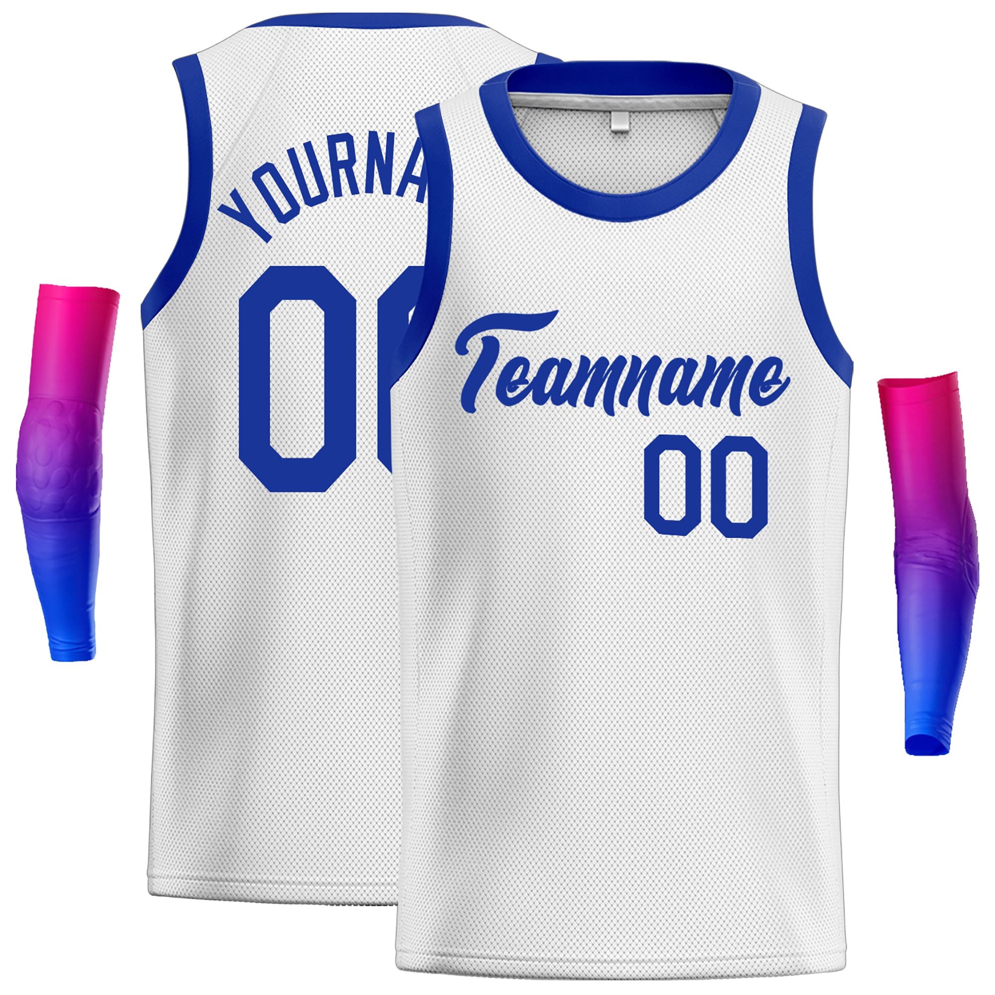 Maillot de basket-ball décontracté pour hommes, haut classique Royal blanc personnalisé