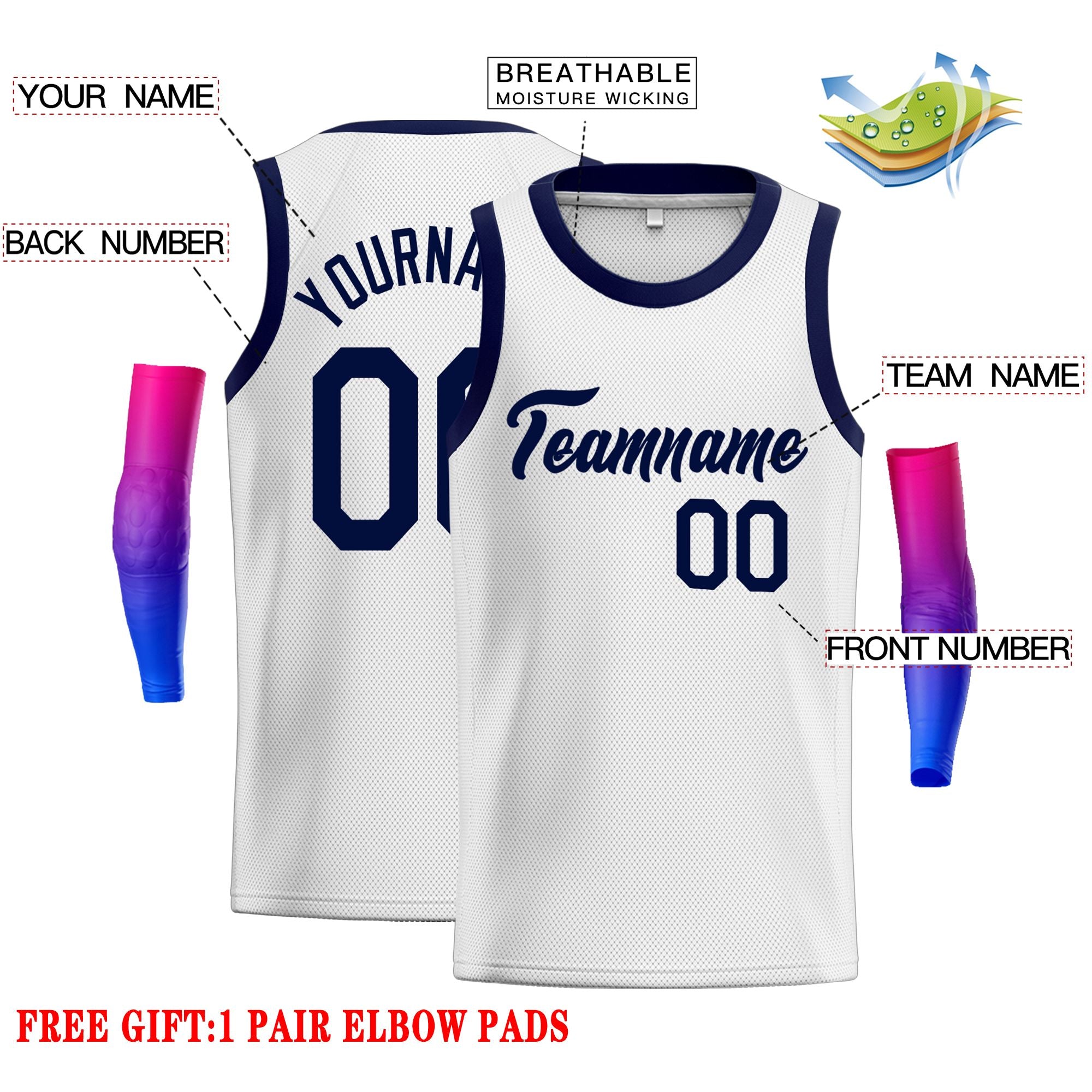 Custom White Navy Classic Tops Men Casual Basketball Jersey