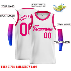 Custom White Pink Classic Tops Men Casual Basketball Jersey