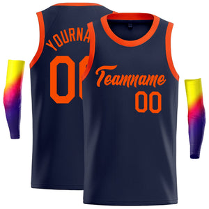 Custom Navy Orange Classic Tops Sport Vest Basketball Jersey