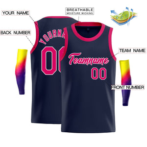 Custom Navy Pink-White Classic Tops Basketball Jersey