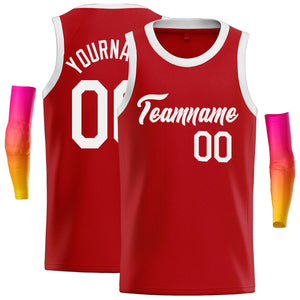 Custom Red White Classic Tops Casual Basketball Jersey