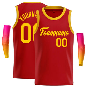 Custom Red Yellow Classic Tops Casual Basketball Jersey