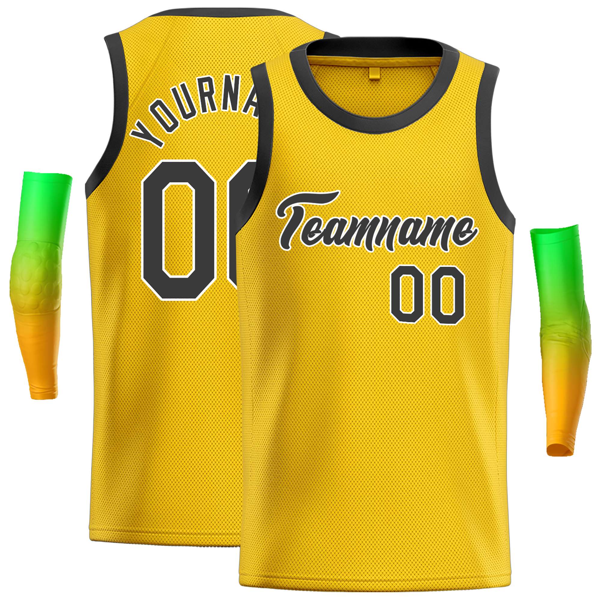 Custom Yellow Black-White Classic Tops Casual Basketball Jersey