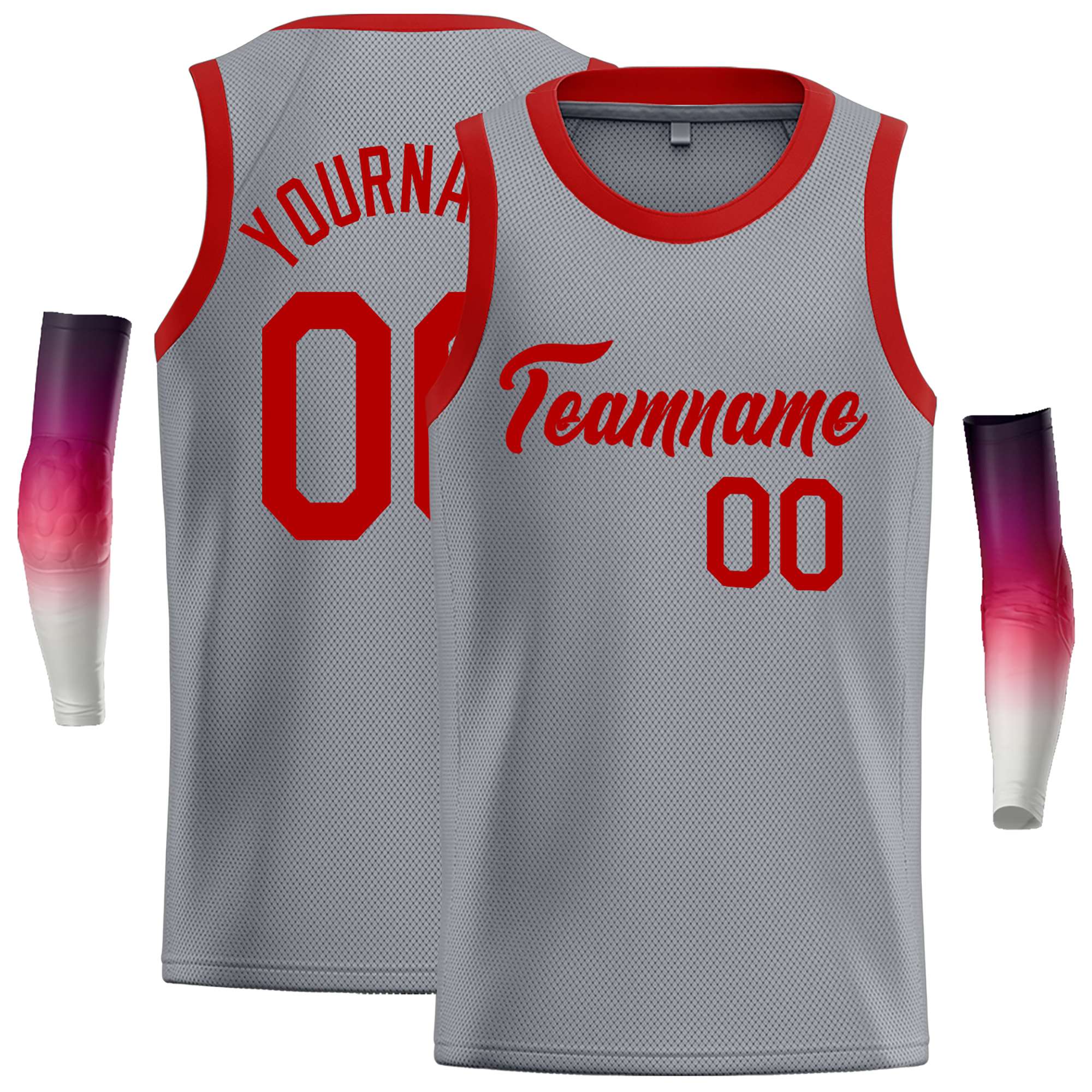 Maillot de basket-ball décontracté, haut classique rouge gris foncé personnalisé