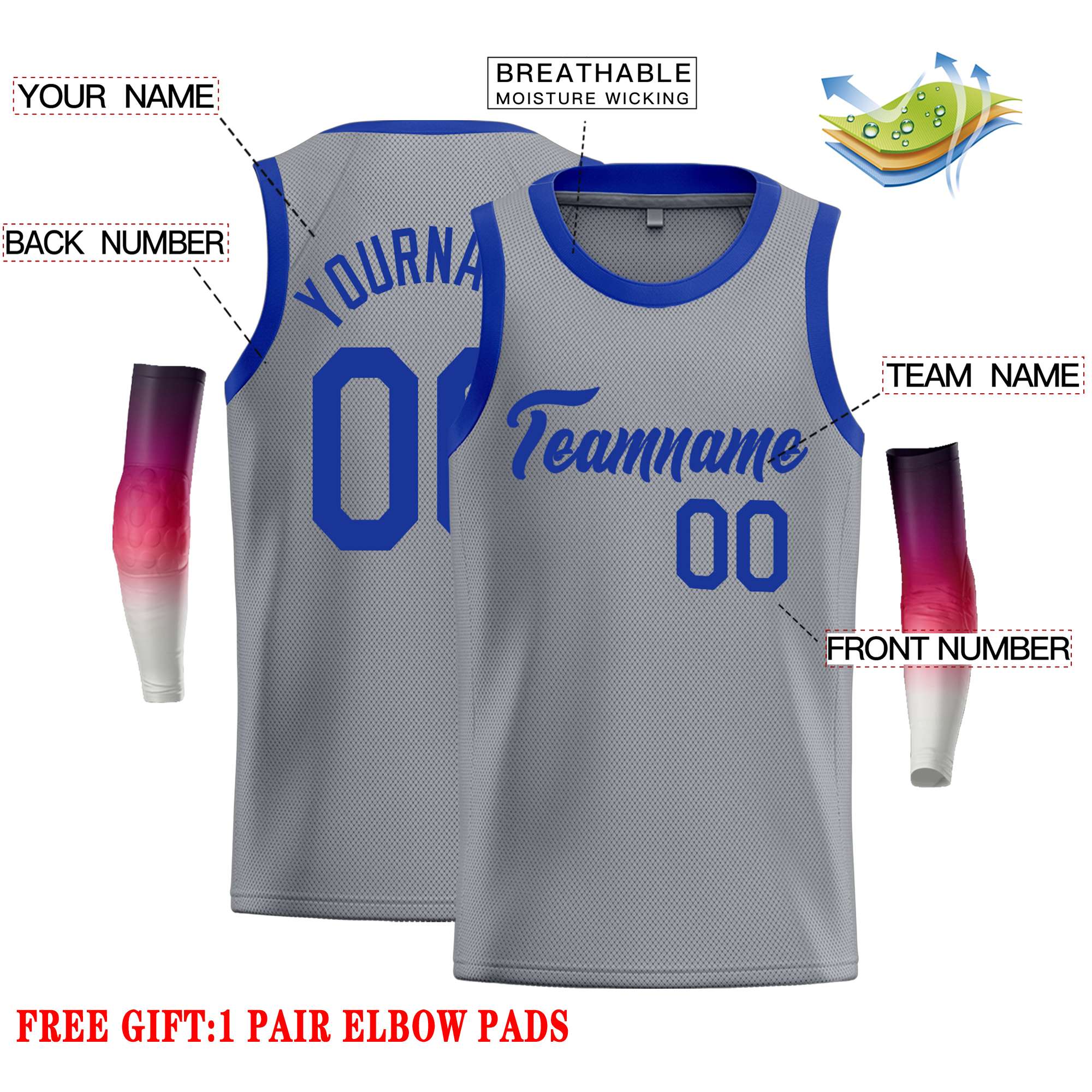 Custom Dark Gray Royal Classic Tops Casual Basketball Jersey