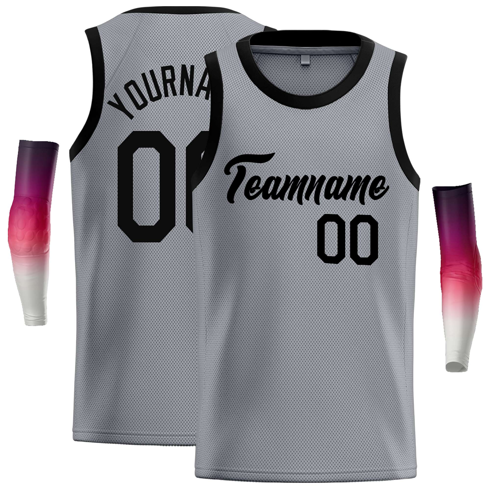 Maillot de basket-ball décontracté, haut classique noir gris foncé personnalisé