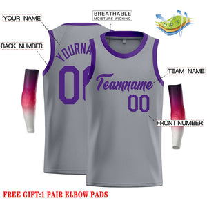 Custom Dark Gray Purple Classic Tops Casual Basketball Jersey