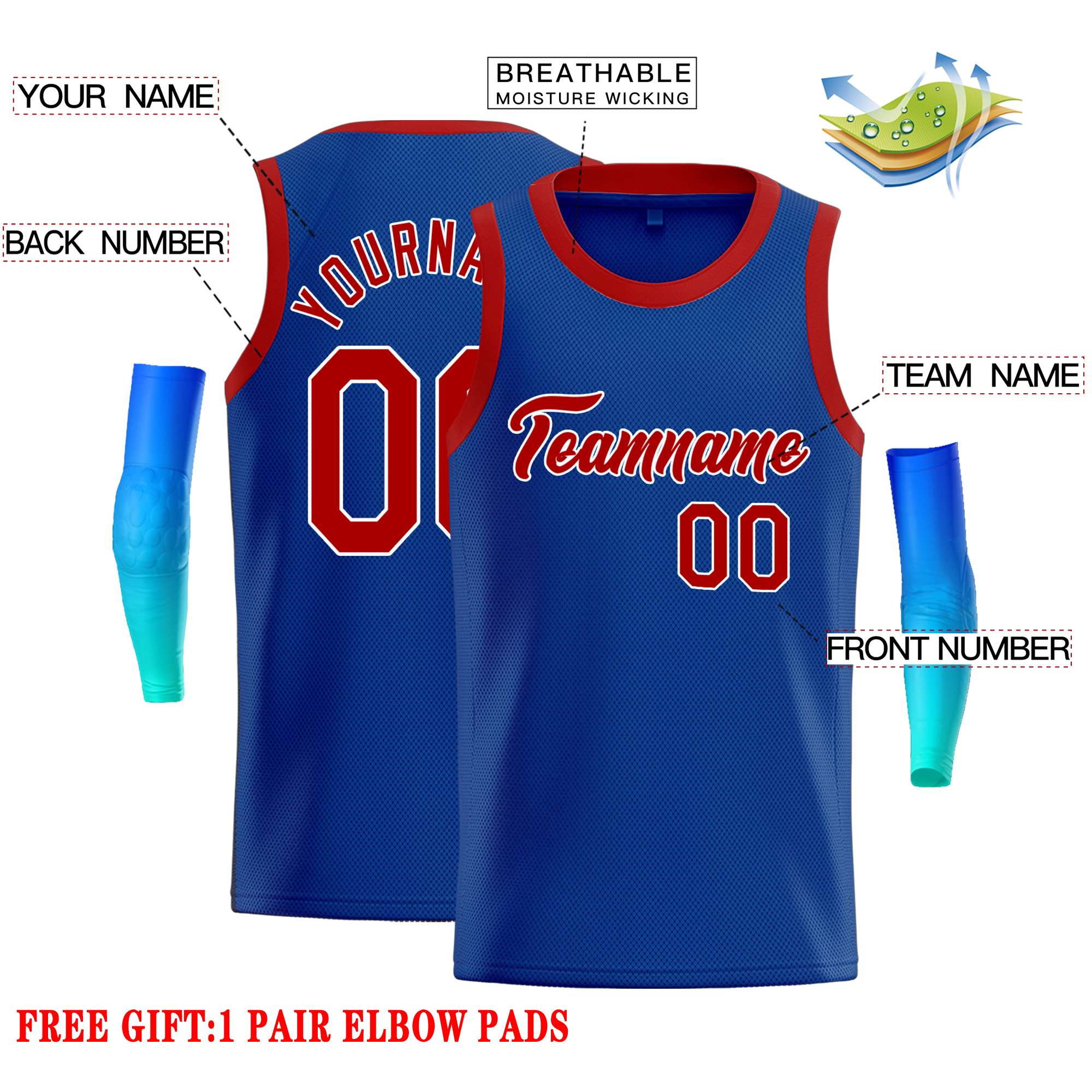 Custom Royal Red-White Classic Tops Casual Basketball Jersey