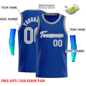 Custom Royal Gray-White Classic Tops Casual Basketball Jersey