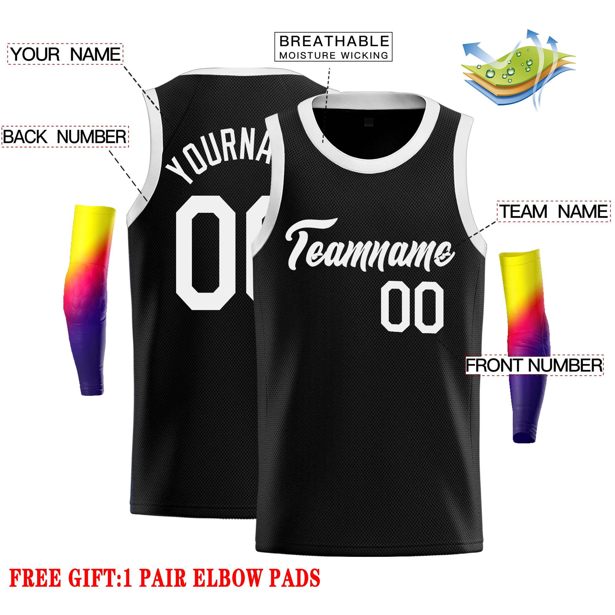 Custom Black White Classic Tops Casual Basketball Jersey