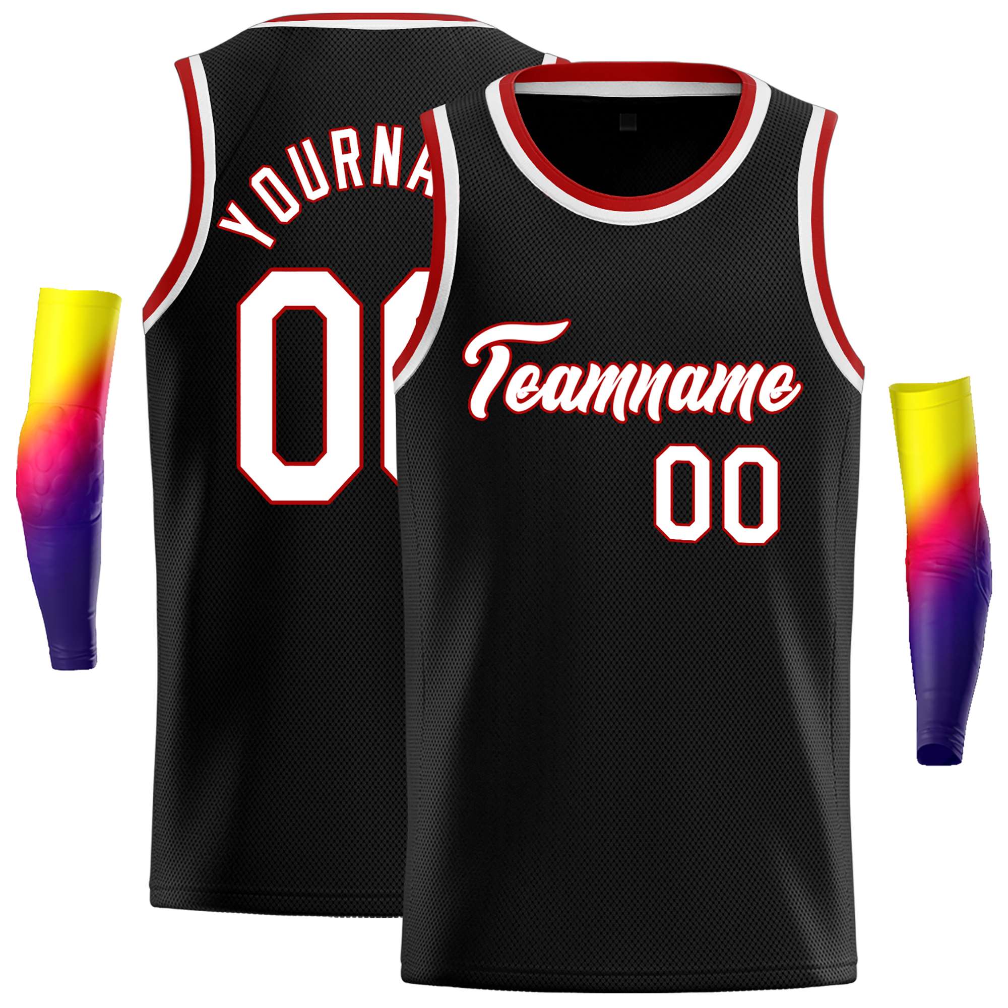 Custom Black White-Red Classic Tops Casual Basketball Jersey