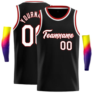 Maillot de basket-ball décontracté, haut classique personnalisé noir blanc-rouge