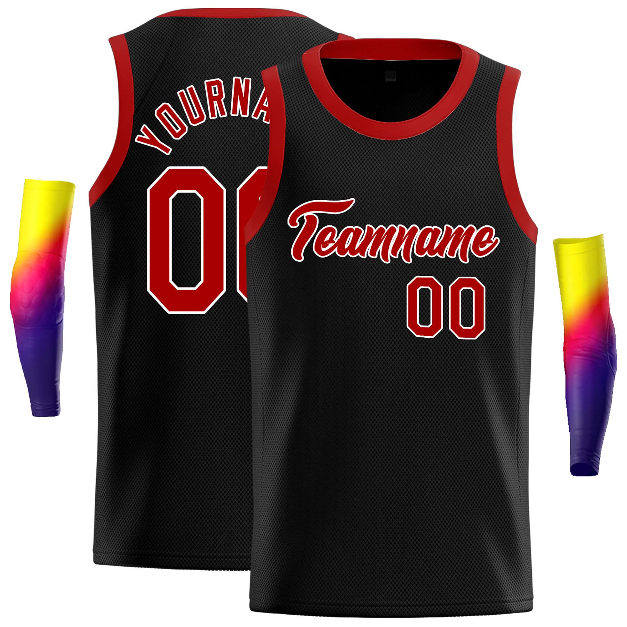 Custom Black Red-White Classic Tops Casual Basketball Jersey