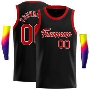 Maillot de basket-ball décontracté, personnalisé, noir, rouge et blanc, hauts classiques