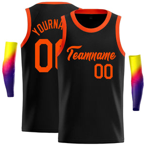 Custom Black Orange Classic Tops Casual Basketball Jersey