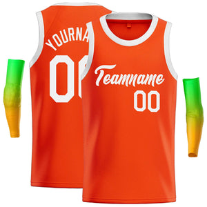 Maillot de basket-ball décontracté, personnalisé, Orange et blanc, hauts classiques, décontracté