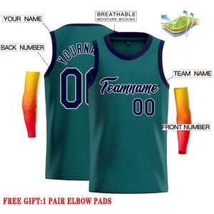 Custom Aqua Navy-White Classic Tops Casual Basketball Jersey