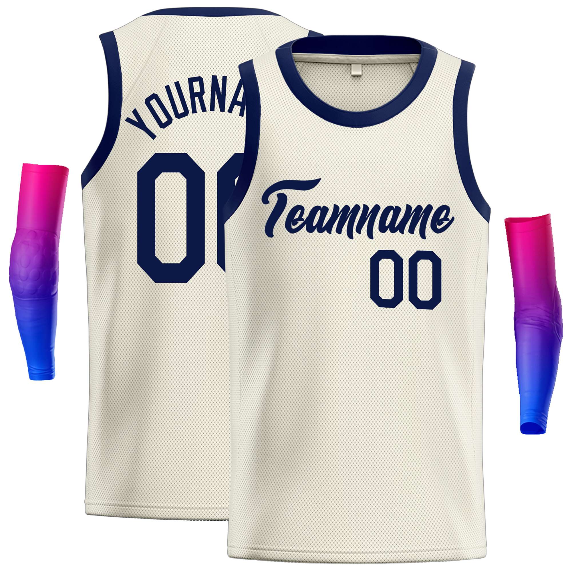 Custom Cream Navy Classic Tops Casual Basketball Jersey