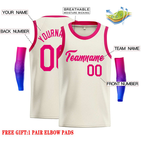 Custom Cream Pink Classic Tops Casual Basketball Jersey